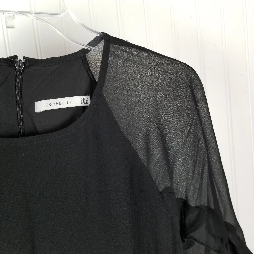 Cooper St Tiered Dress Size 10 Black Lined Asymmetric Long Sleeve Sleeve Ruffles - Picture 5 of 12